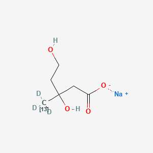 Chemical structure of Mevalonic acid-13C,d3 sodium