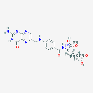 Chemical structure of Folic acid-13C5,15N