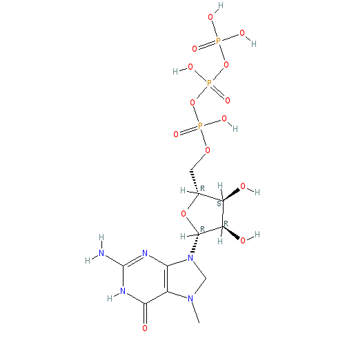 Chemical structure of 7-Methyl-guanosine-5'-triphosphate sodium