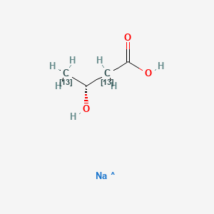 Chemical structure of (R)-3-Hydroxybutanoic acid-13C2 sodium