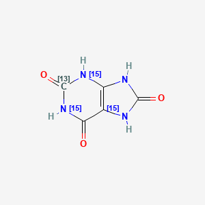 Chemical structure of Uric acid-13C,15N3