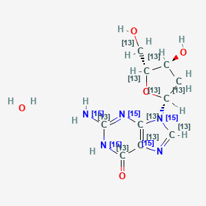 Chemical structure of 2'-Deoxyguanosine-13C10,15N5 monohydrate