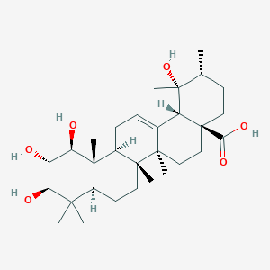 Chemical structure of 1,2,3,19-Tetrahydroxy-12-ursen-28-oic acid