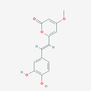 Chemical structure of (E)-6-(3,4-Dihydroxystyryl)-4-methoxy-2H-pyran-2-one