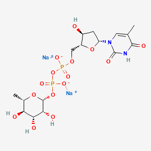 Chemical structure of Thymidine-5'-diphosphate-L-rhamnose disodium
