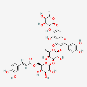 Chemical structure of Quercetin-3-O-[(6-caffeoyl)-β-glucopyranosyl (1→3) α-rhamnopyranoside]-7-O-α-rhamnopyranoside