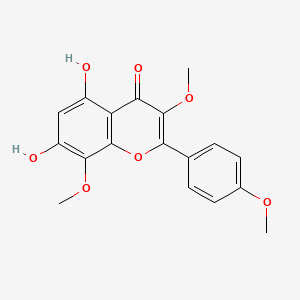 Chemical structure of Herbacetin 3,8,4'-trimethyl ether