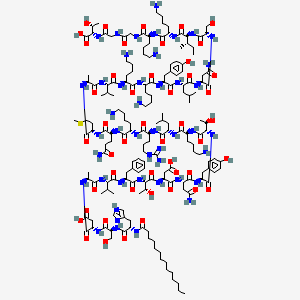 Chemical structure of Myristoyl-(Lys12,27,28)-VIP-Gly-Gly-Thr free acid