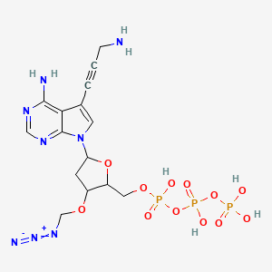 Chemical structure of 7-Deaza-7-propargylamino-3'-azidomethyl-dATP triethylamine