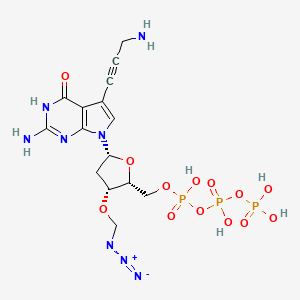 Chemical structure of 7-Deaza-7-propargylamino-3'-azidomethyl-dGTP triethylamine