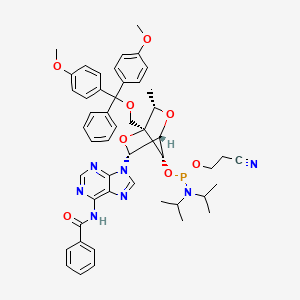 Chemical structure of 5'-ODMT cEt N-Bz A Phosphoramidite (Amidite)