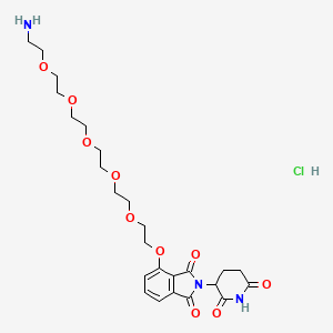 Chemical structure of Thalidomide-5-PEG6-NH2 hydrochloride