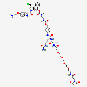 Chemical structure of MA-PEG4-VC-PAB-DMEA-duocarmycin DM