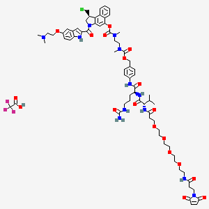 Chemical structure of MA-PEG4-VC-PAB-DMEA-duocarmycin DM TFA