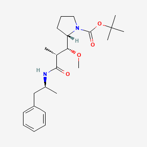 Chemical structure of N-Boc-dolaproine-amide-Me-Phe