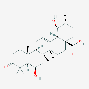 Chemical structure of 6,19-Dihydroxyurs-12-en-3-oxo-28-oic acid