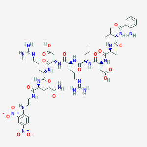 Chemical structure of Abz-Val-Ala-Asp-Nva-Arg-Asp-Arg-Gln-EDDnp