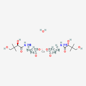 Chemical structure of Vitamin B5-13C3,15N hemicalcium hemihydrate