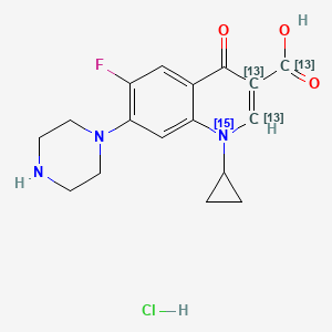 Chemical structure of Ciprofloxacin-13C3,15N monohydrochloride