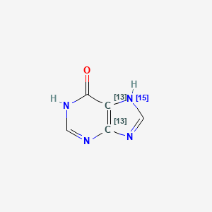 Chemical structure of Hypoxanthine-13C2,15N