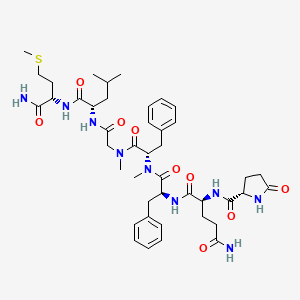 Chemical structure of [Glp5,(Me)Phe8,Sar9] Substance P (5-11)