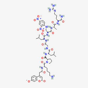 Chemical structure of Mca-Lys-Pro-Leu-Gly-Leu-Dap(Dnp)-Ala-Arg-NH2