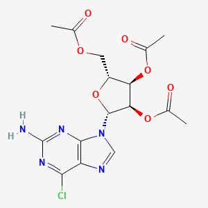 Chemical structure of 2′,3′,5′-Tri-O-acetyl-6-chloroguanosine