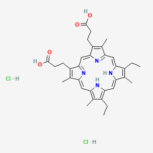 Chemical structure of Mesoporphyrin IX dihydrochloride