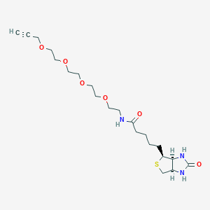 Chemical structure of (3aS,4S,6aR)-Biotin-PEG4-Alkyne