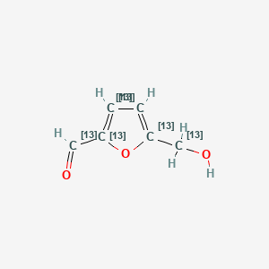 Chemical structure of 5-Hydroxymethylfurfural-13C6