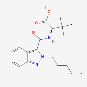 Chemical structure of 4-fluoro MDMB-BUTINACA 2'-isomer butanoic acid metabolite