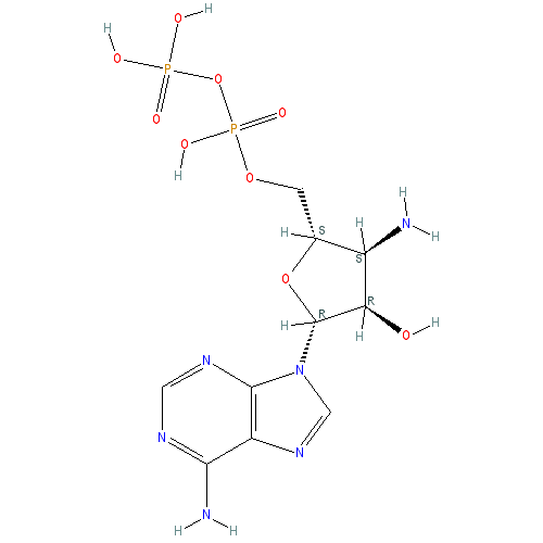 Chemical structure of 3'-Amino-3'-deoxyadenosine-5'-O-diphosphate (sodium salt)