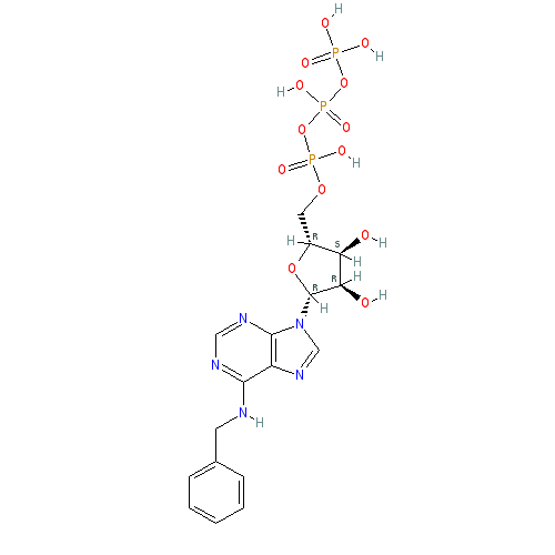Chemical structure of N6-Benzyladenosine-5'-O-triphosphate (sodium salt)