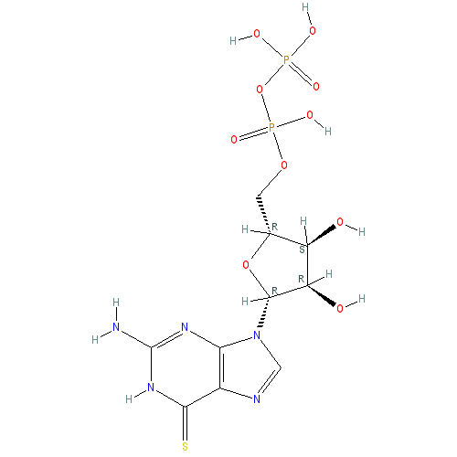 Chemical structure of 6-Thioguanosine-5'-O-diphosphate (sodium salt)