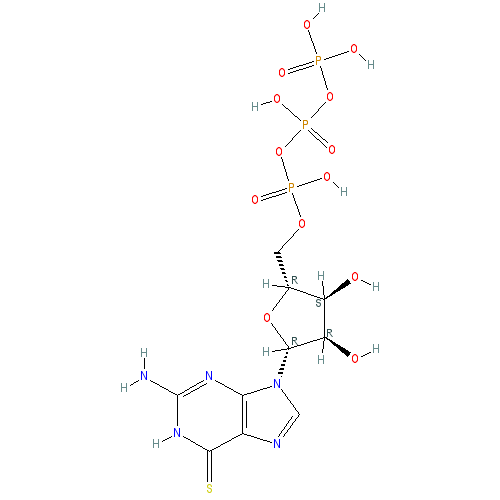 Chemical structure of 6-Thioguanosine-5'-O-triphosphate (sodium salt)
