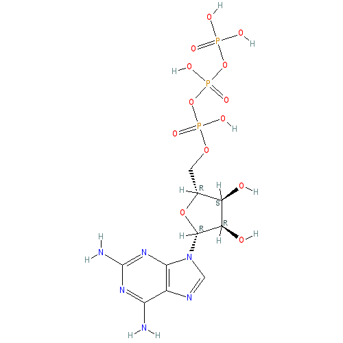 Chemical structure of 2-Aminoadenosine-5'-O-triphosphate (sodium salt)