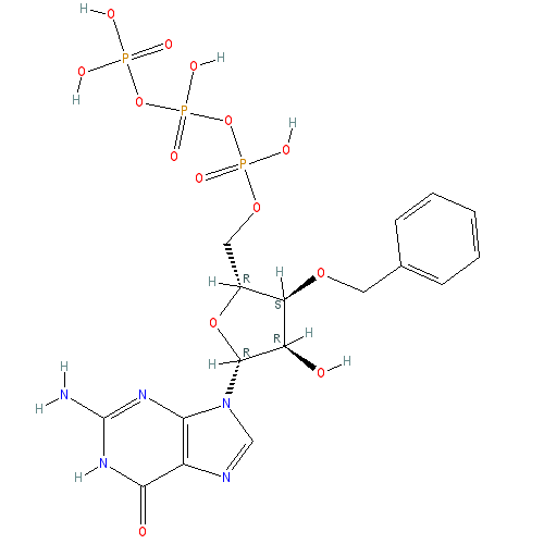 Chemical structure of 3'-O-Benzylguanosine-5'-O-triphosphate (sodium salt)