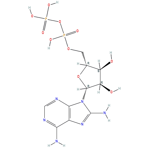Chemical structure of 8-Aminoadenosine-5'-O-diphosphate (sodium salt)