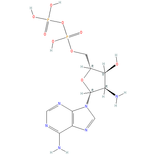 Chemical structure of 2'-Amino-2'deoxyadenosine-5'-O-diphosphate (sodium salt)