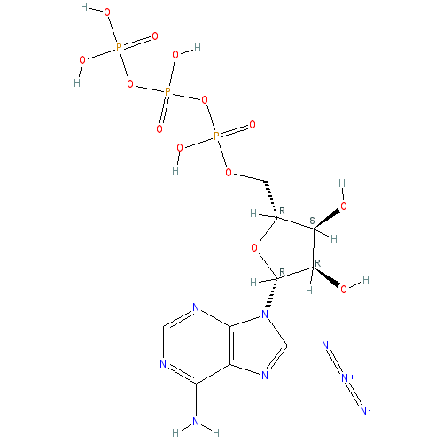 Chemical structure of 8-Azidoadenosine-5'-O-triphosphate (sodium salt)