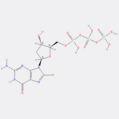 Chemical structure of 8-Bromo-2'-deoxyguanosine-5'-O-triphosphate (sodium salt)