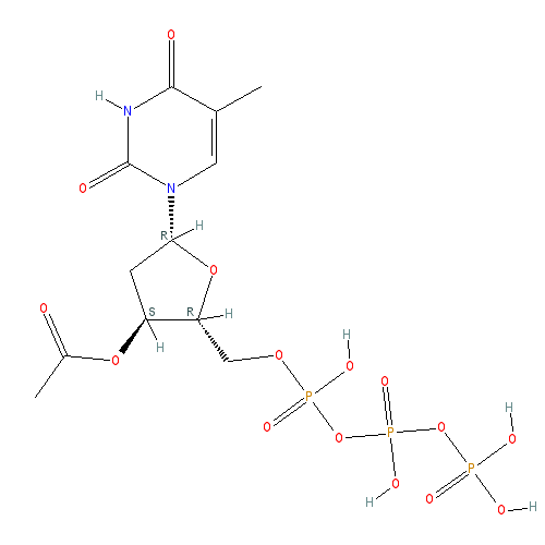 Chemical structure of 3'-O-Acetylthymidine-5'-O-triphosphate (sodium salt)
