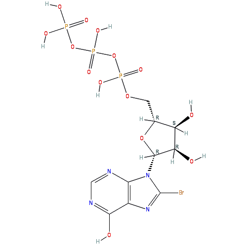 Chemical structure of 8-Bromoinosine-5'-O-triphosphate (sodium salt)