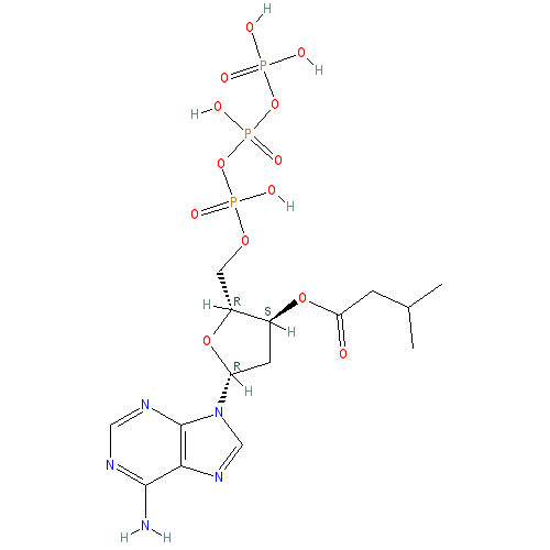 Chemical structure of 2'-Deoxy-3'-O-isovaleryladenosine-5'-O-triphosphate (triethylammonium salt)