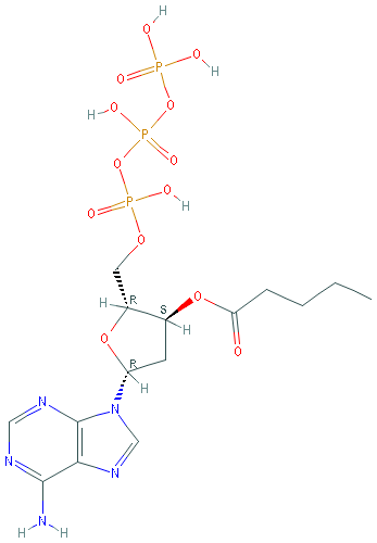 Chemical structure of 2'-Deoxy-3'-O-valeryladenosine-5'-O-triphosphate (triethylammonium salt)