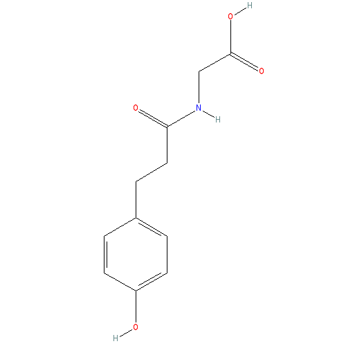 Chemical structure of 4-Hydroxyphenylpropionylglycine
