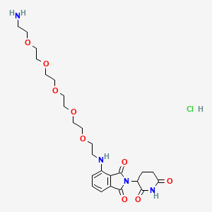Chemical structure of Pomalidomide 4'-PEG5-amine (hydrochloride)