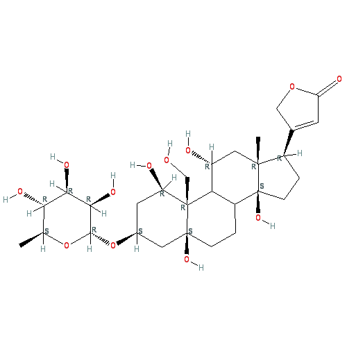 Chemical structure of Ouabain (hydrate)
