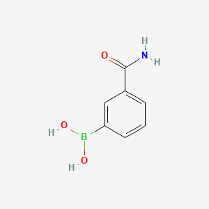 Chemical structure of 3-Carbamoylphenylboronic Acid (contains varying amounts of Anhydride)