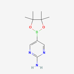 Chemical structure of 2-Aminopyrimidine-5-boronic acid pinacol ester